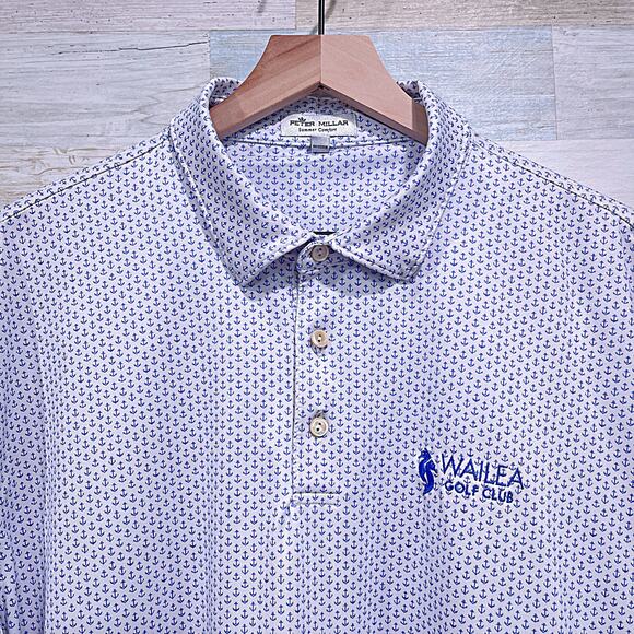 PETER MILLAR Summer Comfort Polo Anchors Wailea Golf Club Maui Hawaii Mens Large - Picture 2 of 7